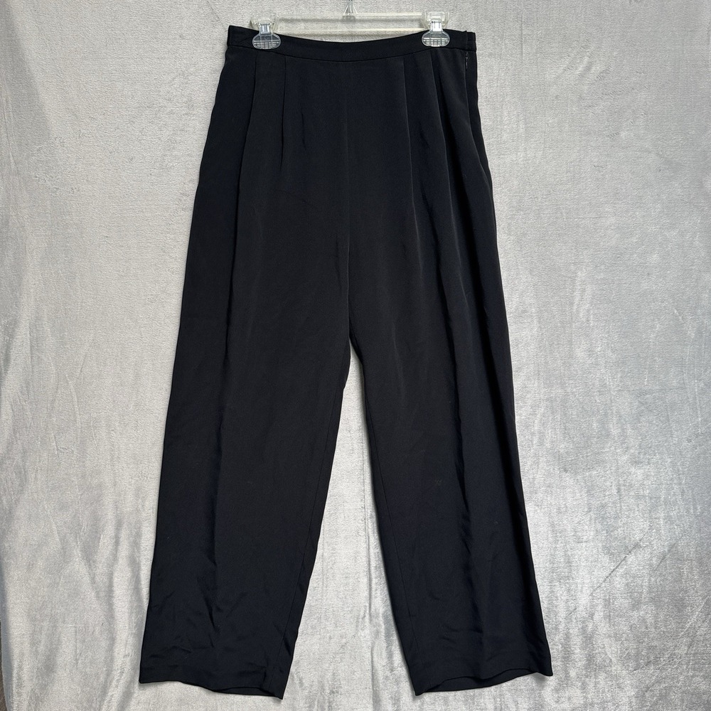 Rickie Freeman for Teri Jon Womens‎ Black Trousers Wide Leg Pants Silk 8  30x30